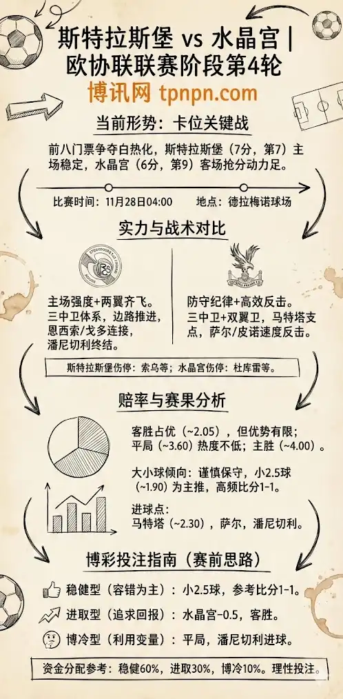 斯特拉斯堡vs水晶宫 | 欧协联联赛阶段第4轮 | 前瞻+赔率分析