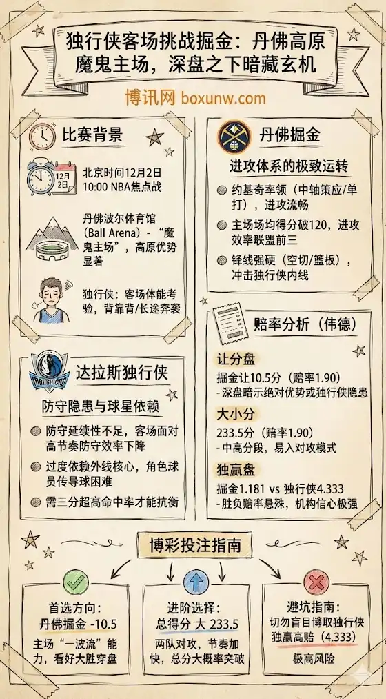 独行侠vs掘金，NBA博彩预测，赔率分析，投注指南