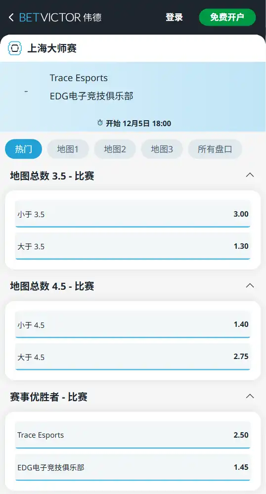 TE vs EDG-无畏契约上海电竞大师赛2025-博彩赔率和盘口信息-伟德(betvictor)提供
