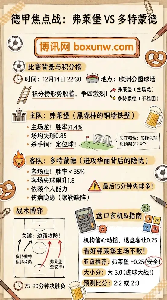 德甲焦点战:弗莱堡VS多特蒙德,深度数据拆解盘口玄机