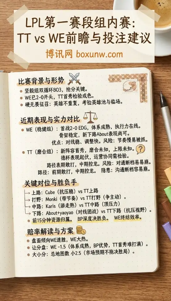 TT vs WE | LPL第一赛段组内赛 | 前瞻分析与赔率投注建议