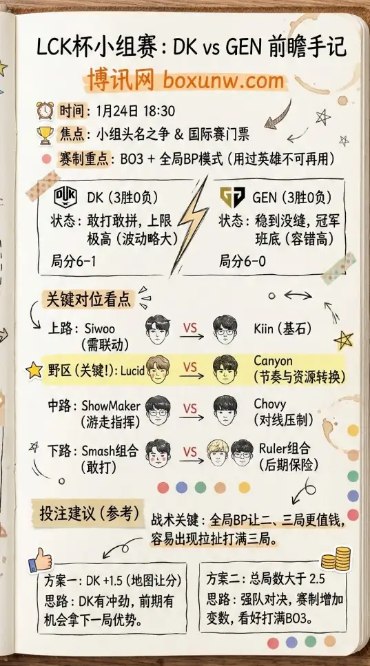 DK对战GEN | LCK杯小组赛 | 赔率走势、前瞻分析与投注建议