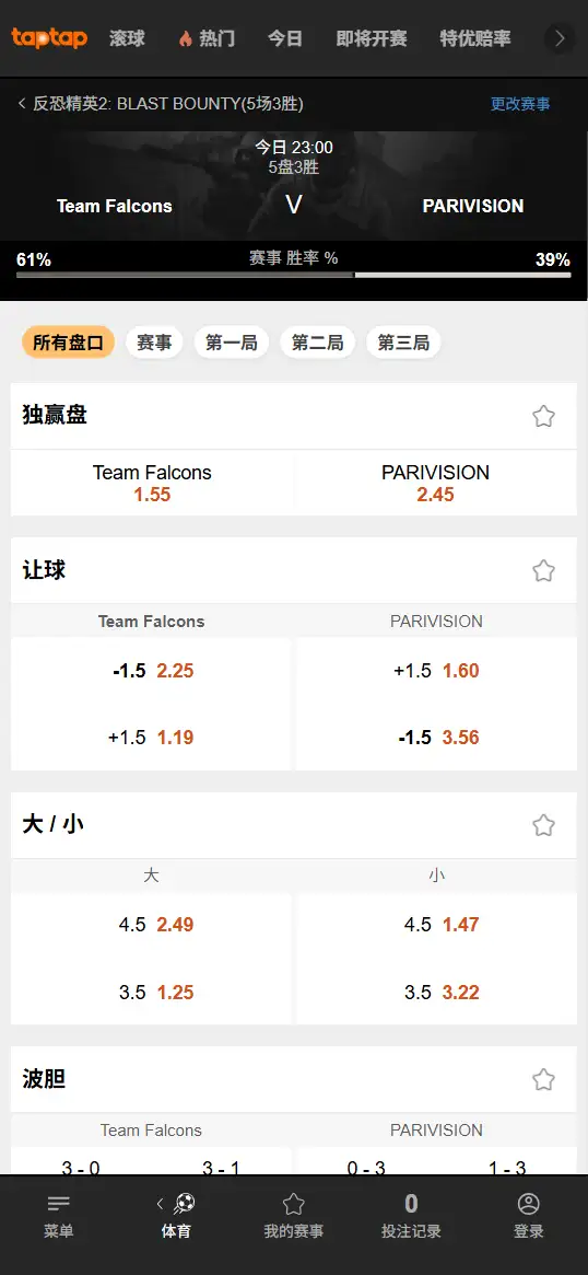 Falcons对战PARI - BLAST赏金赛 - 2026 S1总决赛 - 赔率盘口信息188bet(TapTap)提供