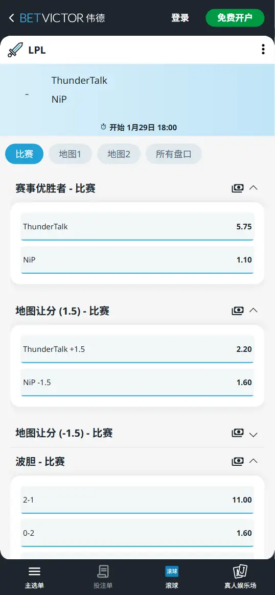 TT对战NIP - 2026英雄联盟LPL - 赔率盘口信息伟德(BetVictor)提供