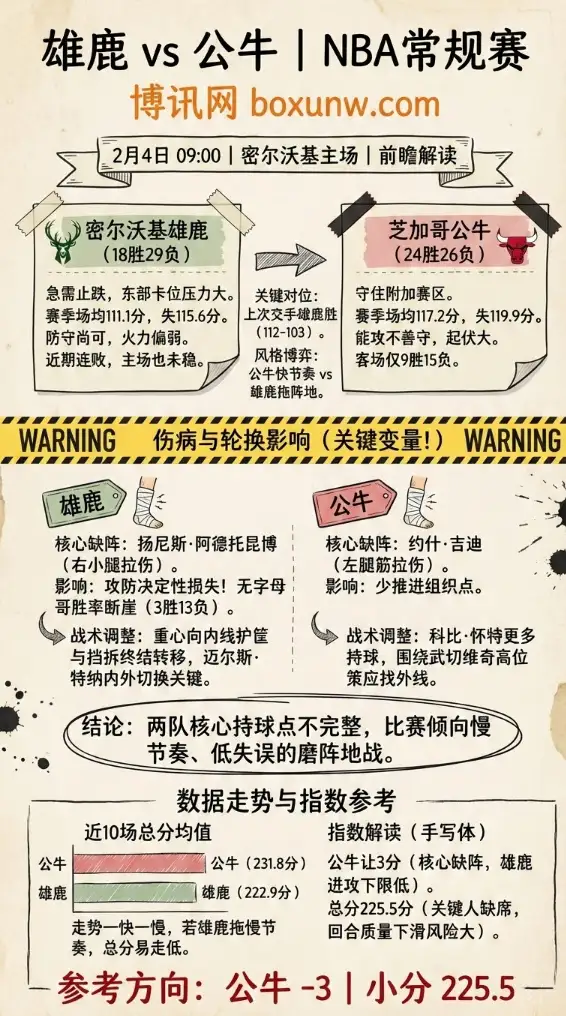 雄鹿vs公牛 | NBA赔率和投注思路 | 前瞻解读
